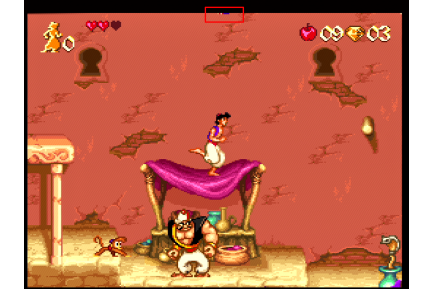 Exemple de glitch graphique (encadré en rouge) Exemple de glitch